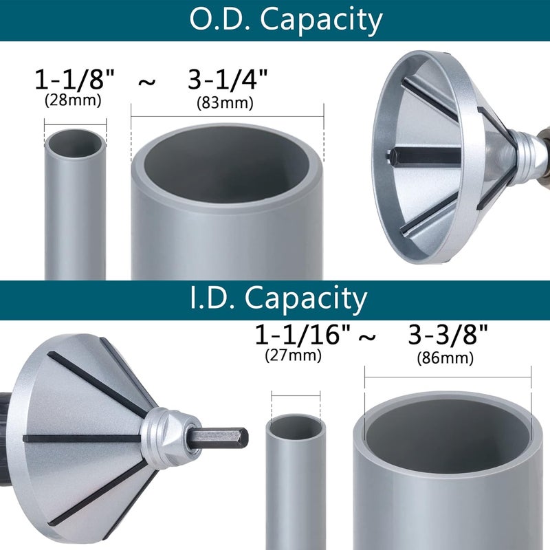 ORX PLUS TOOLS ORXPLUS TOOLS 2 in 1 Inner-Outer Reamer, Pipe and Tubing Chamfer Tool for OD 1-1/8" to 3-1/4" ID 1-1/16"to 3-3/8" - Image 3